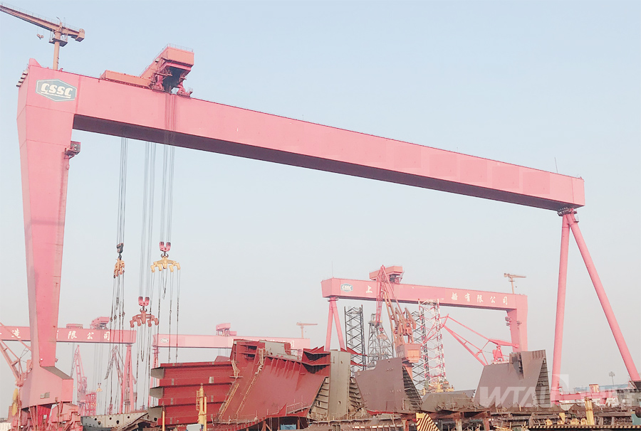 Weite Shanghai 300t shipbuilding gantry crane monitoring project successfully accepted